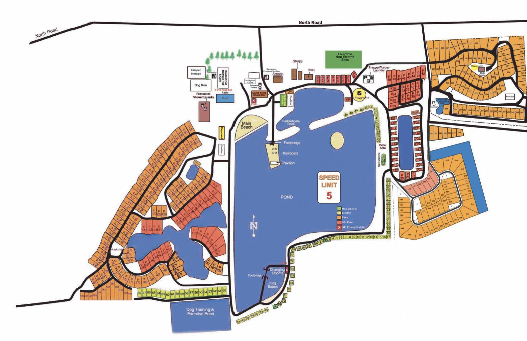 RV Park Map of Gravel Ponds Campground in Scottsville, NY